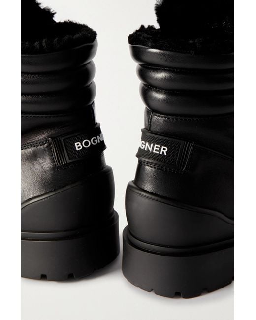 Bogner Black St. Moritz 9 Shearling-Lined Leather Ankle Boots