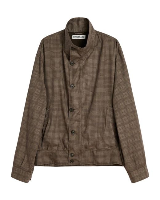 Our Legacy Brown Glen Plaid-Pattern Bomber Jacket for men