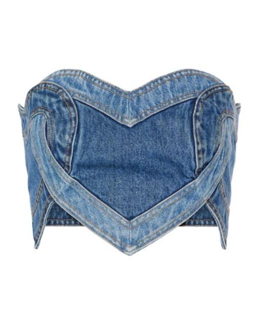 Area Blue Strapless Denim Top