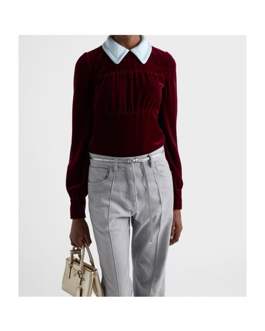 Prada Red Velvet Top