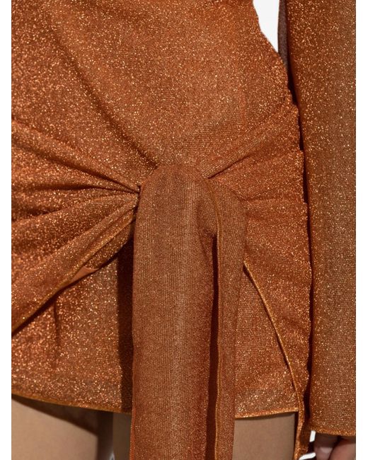 Oseree Brown Oséree Ring Detail Lurex Mini Dress