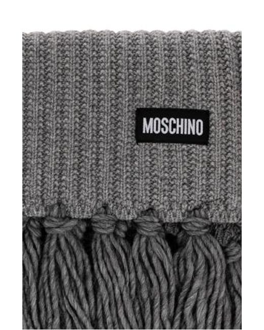 Moschino Gray Tasseled Scarf for men