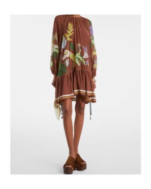 ALÉMAIS Brown Alfie Gathered Cotton And Silk Minidress