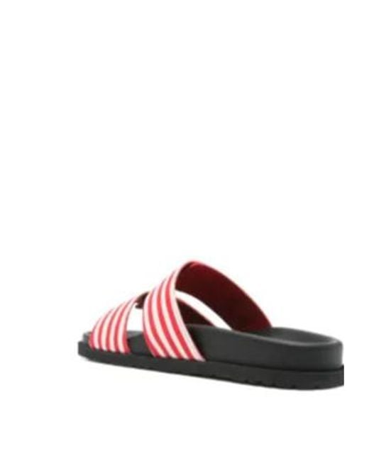 MSGM Red Striped Canvas Slides