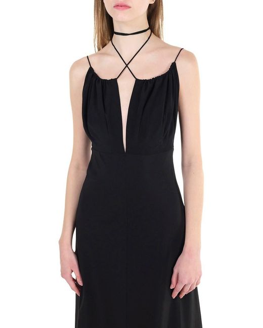 Totême Black Thin Shoulder Strap Dress