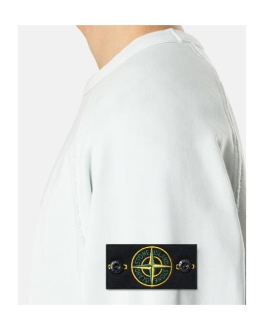 Stone Island White Logo Patch Crewneck Sweatshirt for men