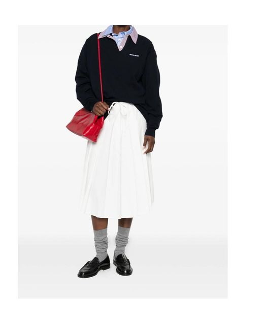 Miu Miu Black Logo-Embroidered Long-Sleeved Polo Shirt
