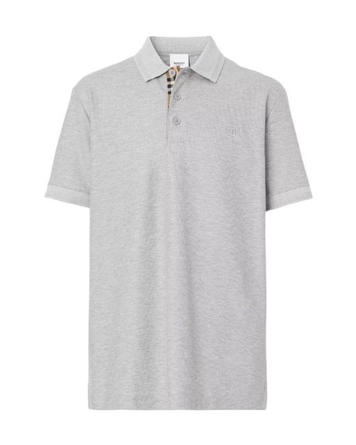 Burberry Gray Logo-Embroidered Short Sleeved Polo Shirt for men