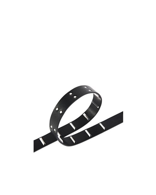 Pinko White Leather Belt With Rectangular Studs, 3 Cm