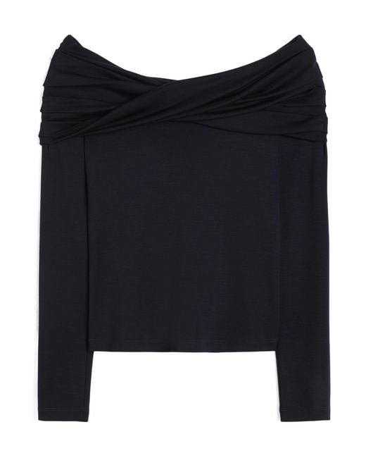 Max Mara Black Off-The-Shoulder Long-Sleeve Top