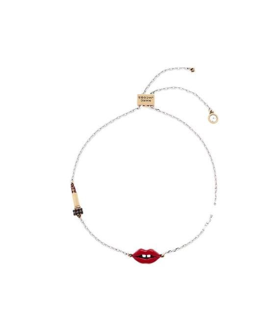 Marc Jacobs White The Lips Slider Bracelet