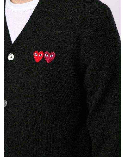 COMME DES GARÇONS PLAY Black Embroidered Logo Cardigan for men