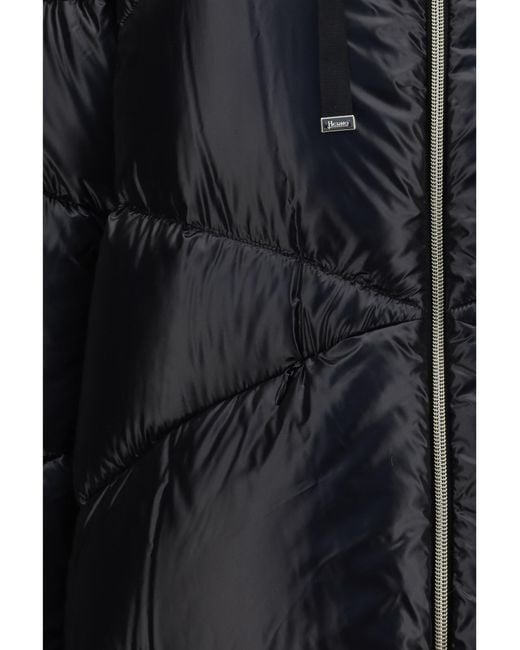 Herno Black Quilted Drawstring-Hood Jacket