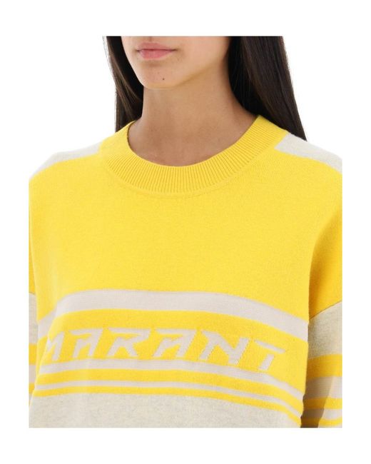 Isabel Marant Yellow Isabel Marant Étoile Callie Logo Intarsia Crewneck Jumper