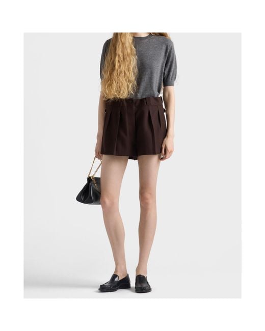 Prada Brown Chevron Pleated Shorts