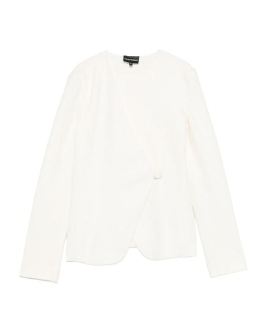 Emporio Armani White Asymmetric Single-Button Jacket