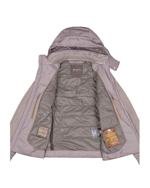 Moorer Gray Hooded Quilted Hybrid Jacket for men