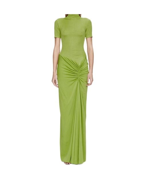 Christopher Esber Green Roll-Neck Ruched Maxi Dress