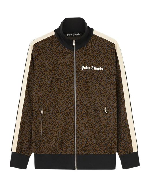 Palm Angels Brown Leopard-Print Track Jacket for men