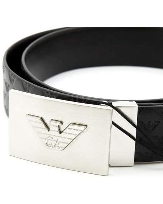 Emporio Armani White Logo-Patterned Belt for men