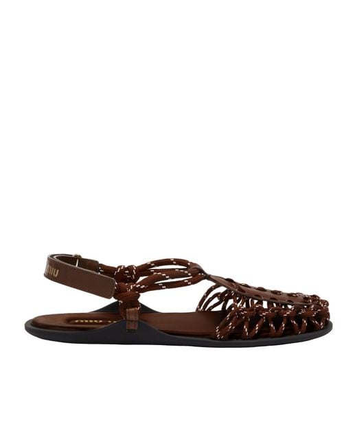 Miu Miu Brown Flat Slippers
