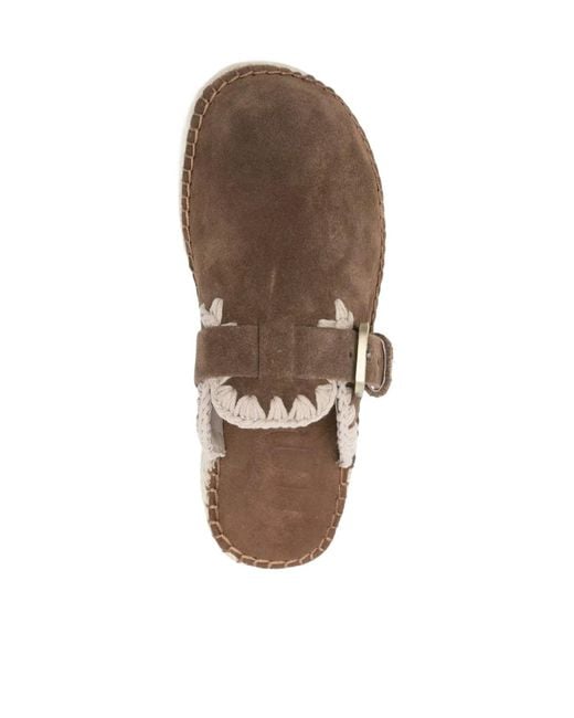 Mou Brown Round-Toe Mules