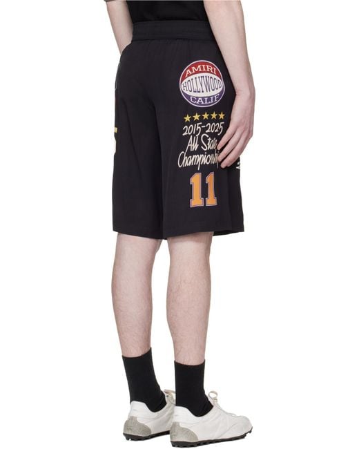 Amiri Black Varsity Patch Shorts for men