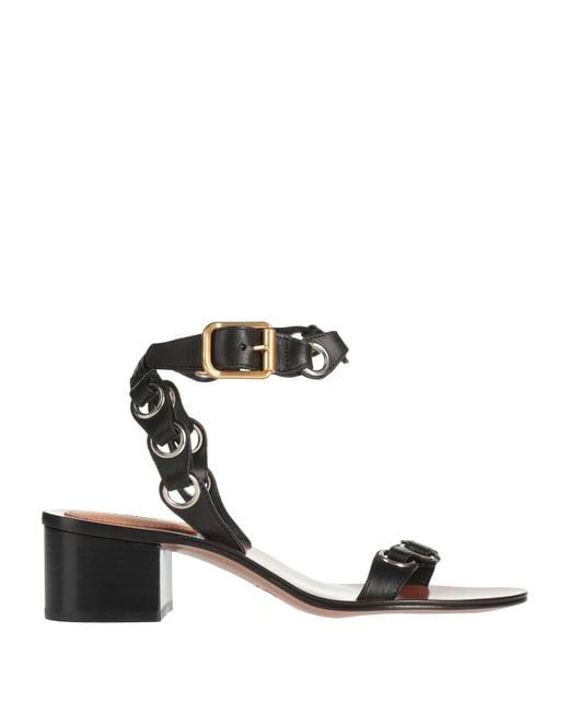 Chloé Black Round Toe Block Heel Sandals