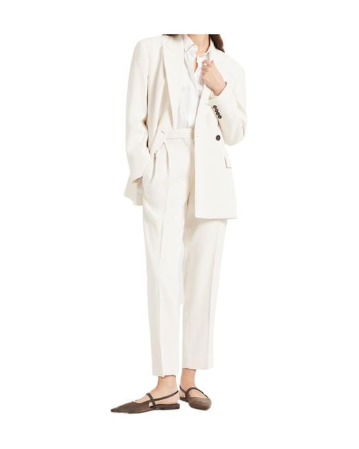 Brunello Cucinelli White Slouchy Trousers