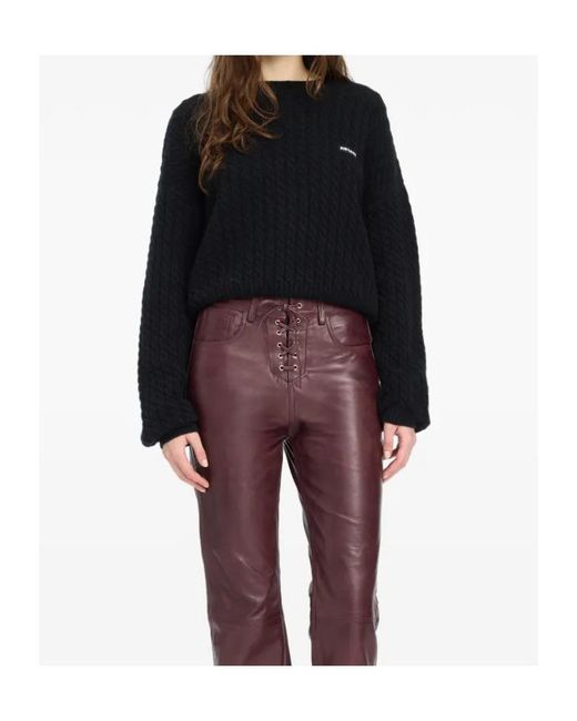 ROTATE BIRGER CHRISTENSEN Black Cable Crewneck Sweater
