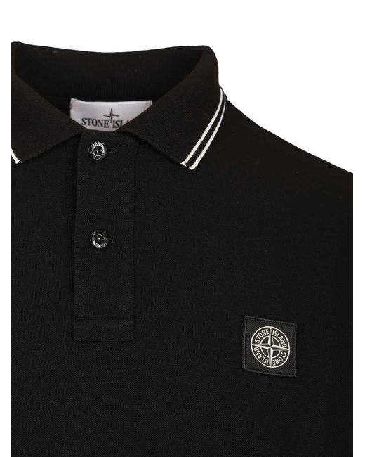 Stone Island Black Long Sleeve Polo Shirt for men