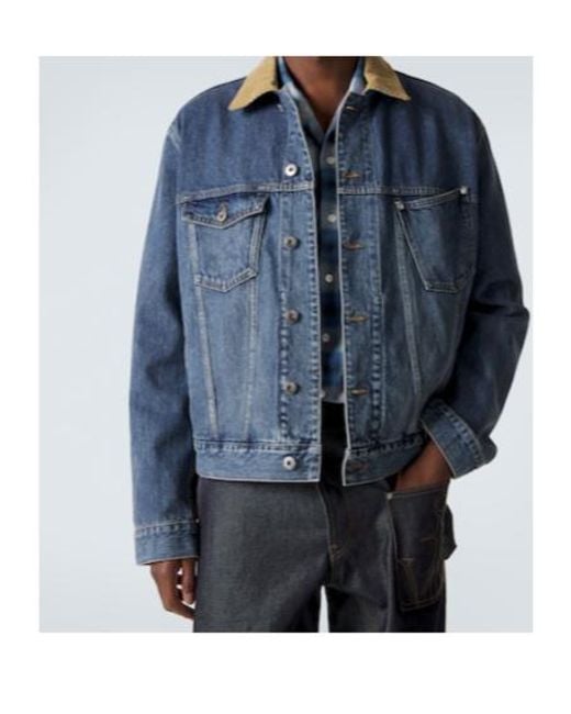 J.W. Anderson Blue Corduroy-Trimmed Denim Jacket for men