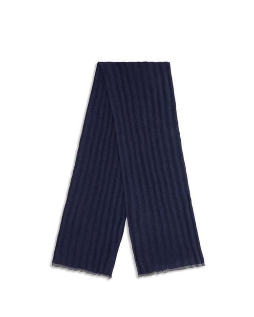 Brunello Cucinelli Blue Ribbed Knitted Scarf for men