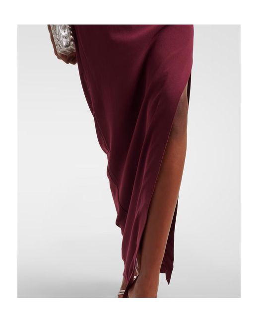 Roland Mouret Purple Asymmetric Satin Crepe Gown