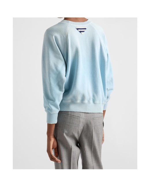 Prada Blue Logo Printed Crewneck Sweatshirt