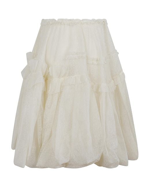 Ermanno Scervino White Ruffled Tulle Skirt
