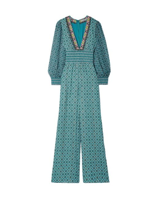 Alice + Olivia Green Crinkled Lightweight Jumpsuit