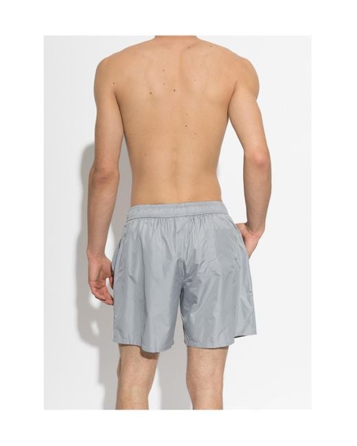 Moschino Gray Drawstring Swim Trunks for men