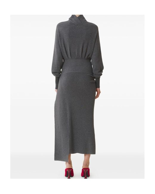 Lanvin Gray Turtleneck Knitted Long Dress
