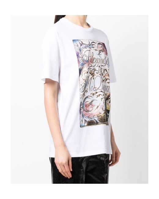 McQueen White Nature-Print Cotton T-Shirt