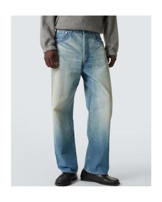 Auralee Blue Faded Wide-Leg Jeans for men