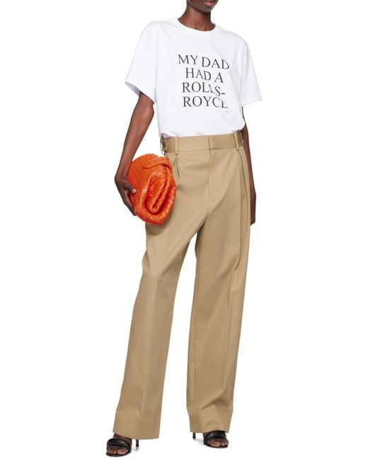 Victoria Beckham White Text Printed Crewneck T-Shirt