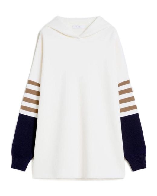 Max Mara White Stripe Detailed Hoodie