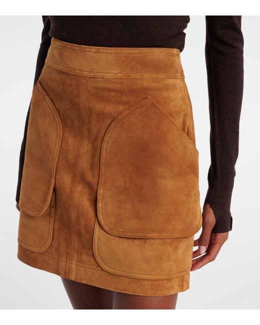 Veronica Beard Natural Norwood Suede Miniskirt