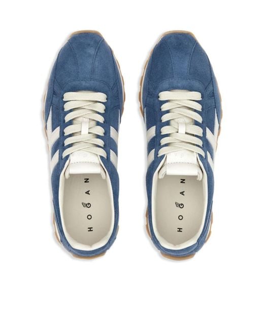 Hogan Blue Logo Patch Low-Top Sneakers