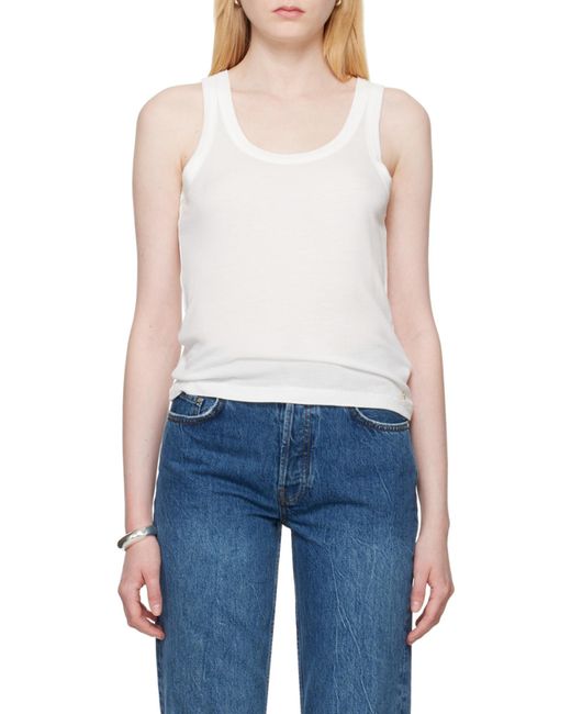 Anine Bing White Crewneck Sleeveless Ribbed Tank Top