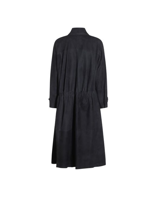Brunello Cucinelli Black Suede Trench Coat