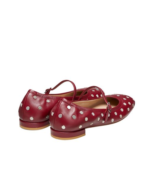Stuart Weitzman Red Claris Stud Ballet Flats