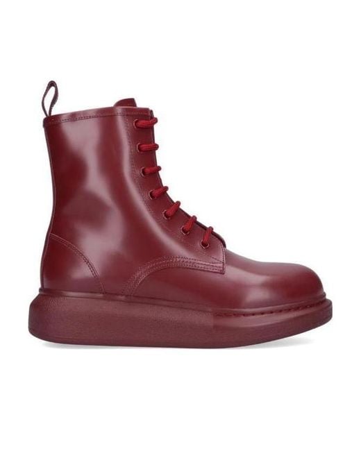 McQueen Red Hybrid Lace-Up Boots