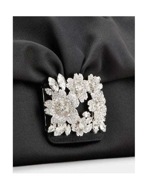 Roger Vivier Black Effrolessons Embellished Foldover Top Clutch Bag